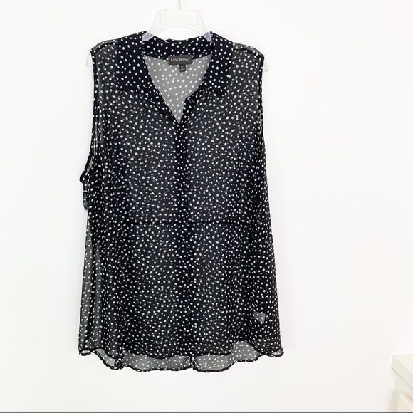 Lane Bryant Tops - Lane Bryant Black Sheer Polka Dot Blouse Top 26